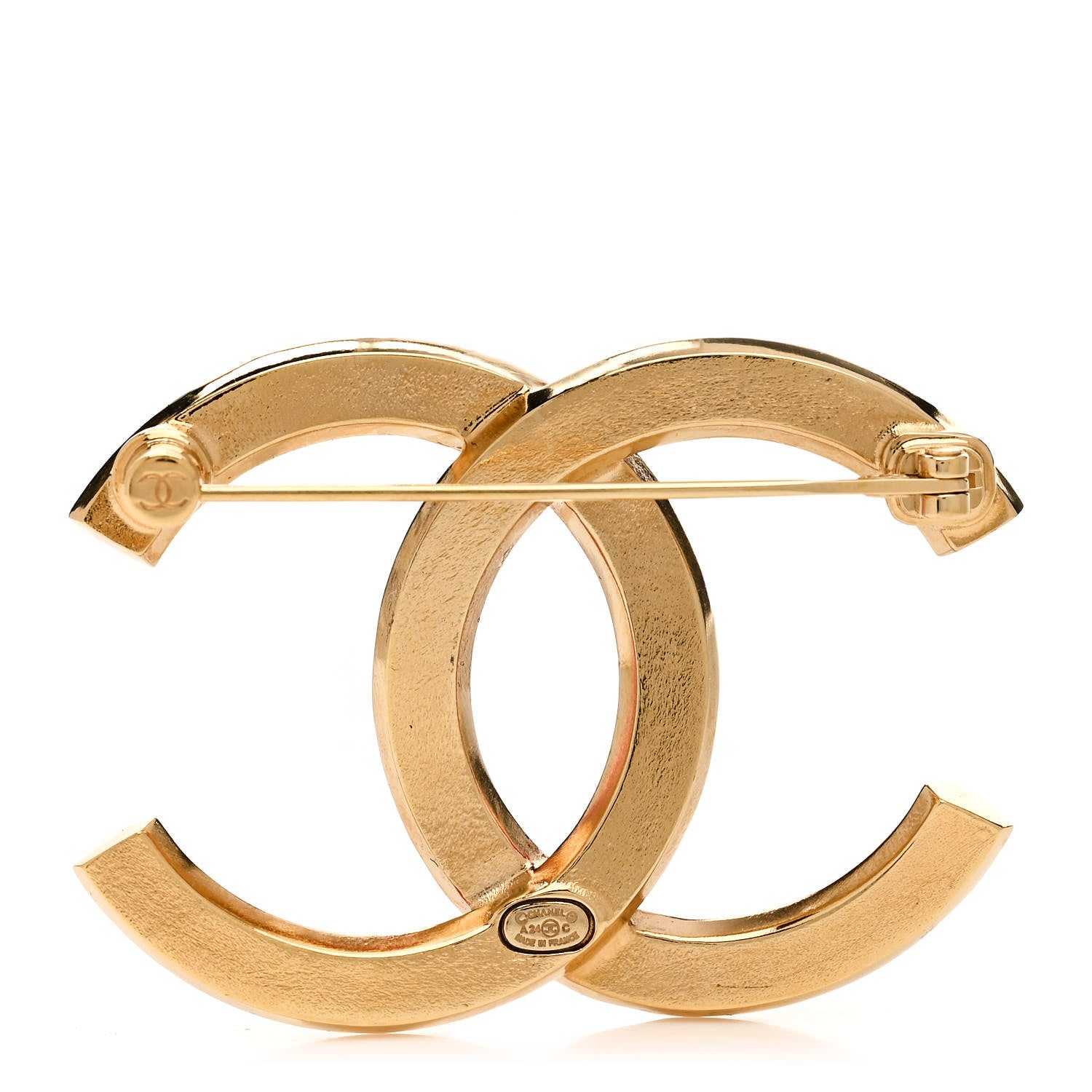 Chanel Baguette Crystal CC Brooch Gold Pink 3 of 5