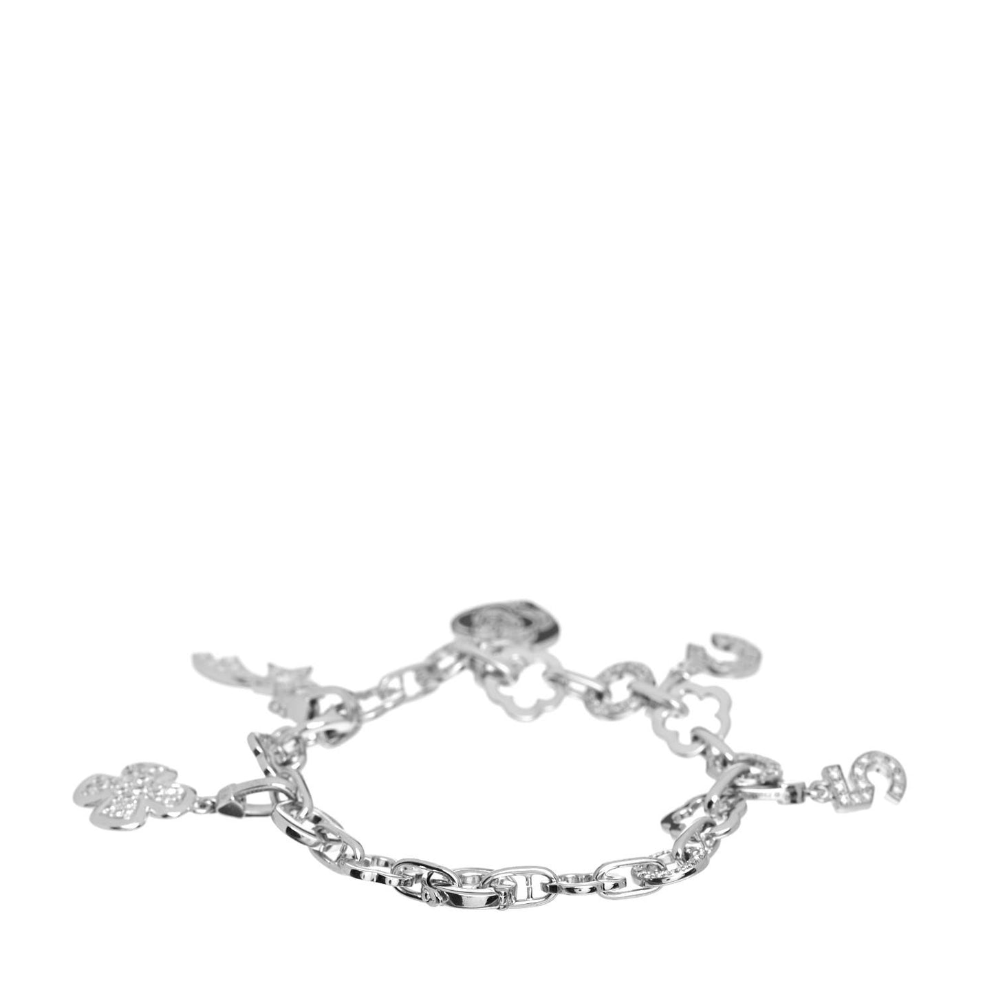 18K White Gold Diamond Interlocking Five Charm Bracelet
