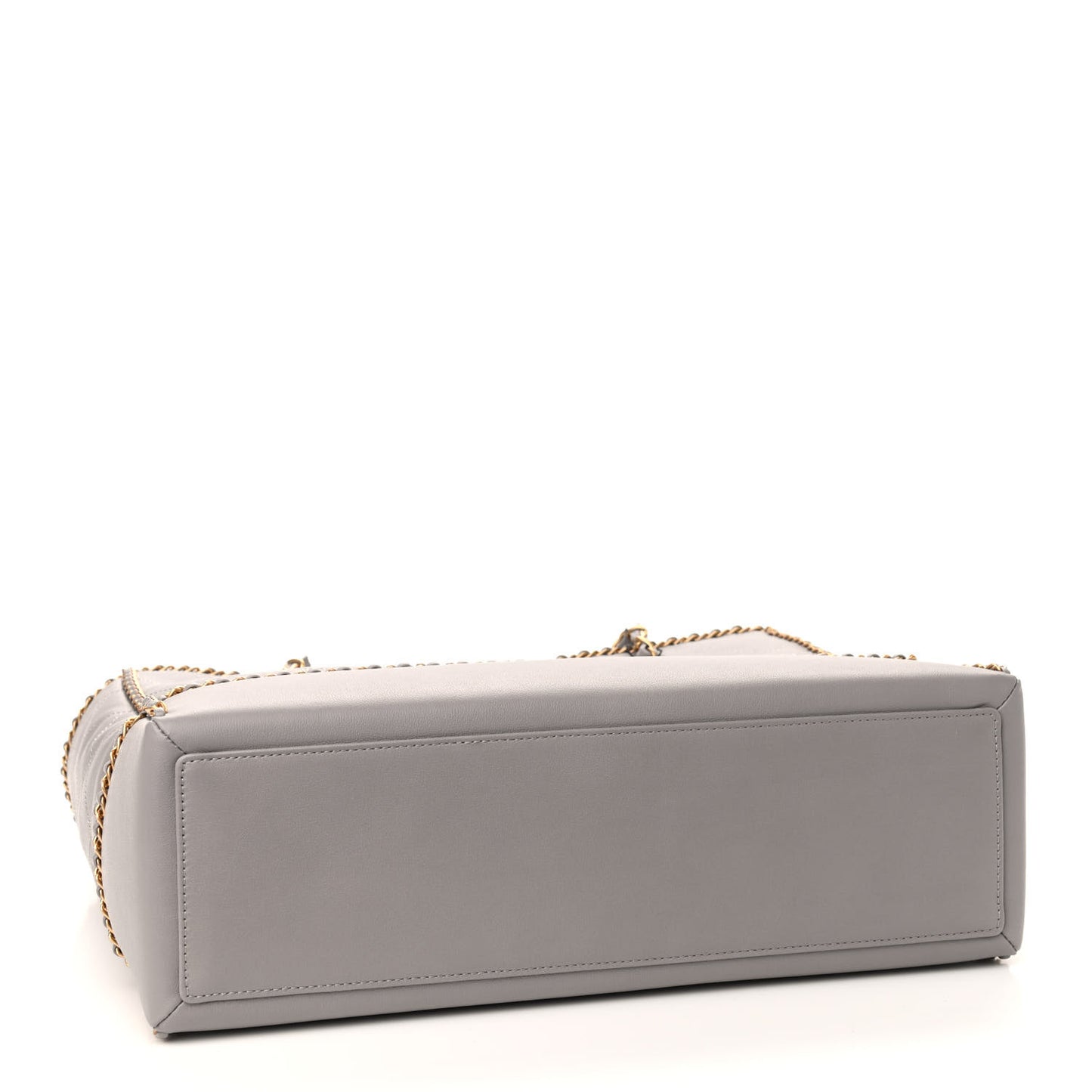 Calfskin Quilted Chain Lines Shopping Tote Grey