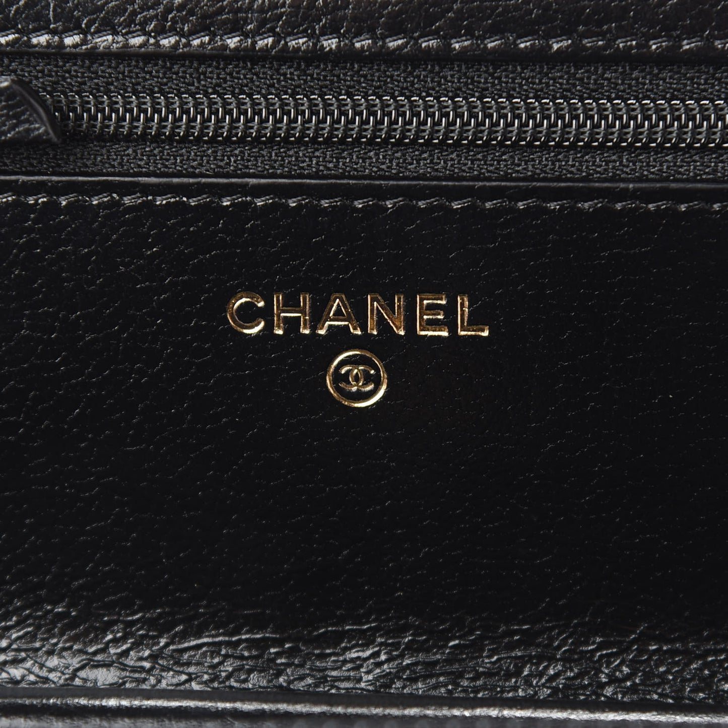 Goatskin Stitched Golden CC Wallet on Chain WOC Black
