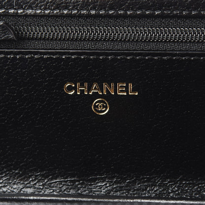 Chanel Goatskin Stitched Golden CC Wallet on Chain WOC Black 6 of 10