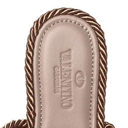 Valentino Garavani Calfskin Rockstud Ankle Wrap Torchon Espadrille Flat Sandals 41 Poudre 7 of 8