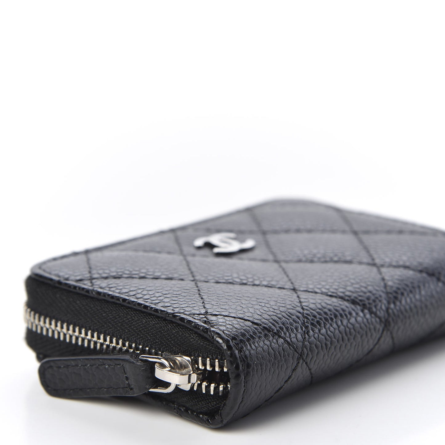 Caviar Quilted Zip Coin Purse Black