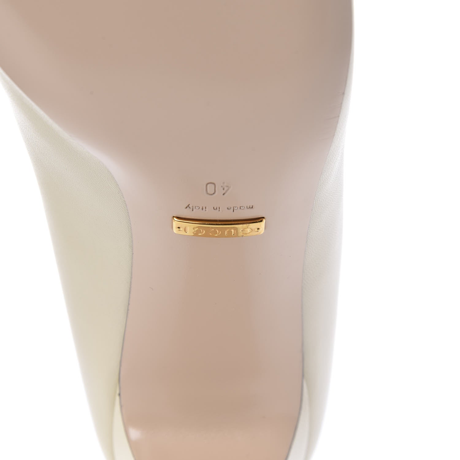 Gucci Malaga Kid Half Moon GG Square Toe Pumps 40 Vintage White 8 of 10