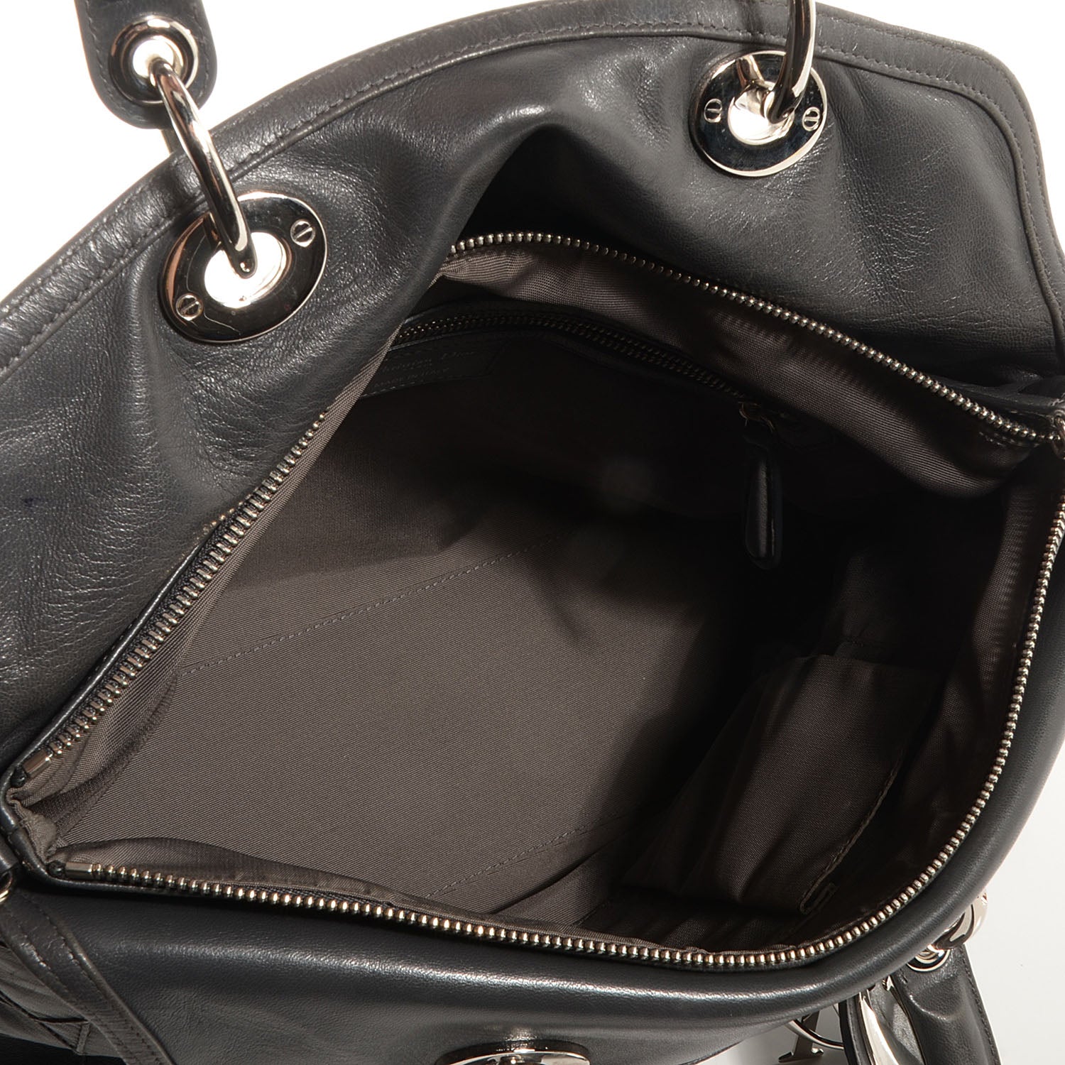 Christian Dior Lambskin Cannage Medium Granville Tote Grey 6 of 11
