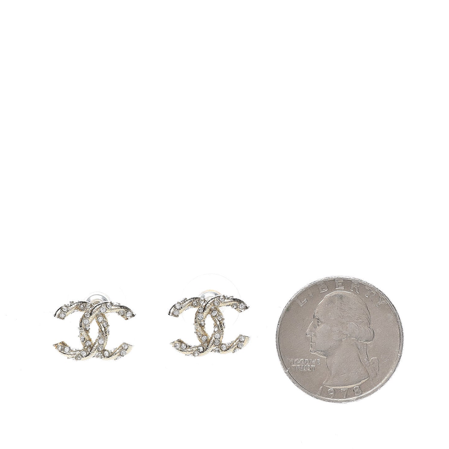 Crystal Twisted CC Earrings Gold