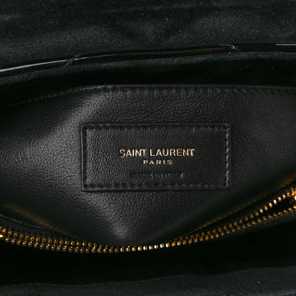 Saint Laurent Patent Y Quilted Monogram Small Loulou Chain Satchel Black 6 of 10