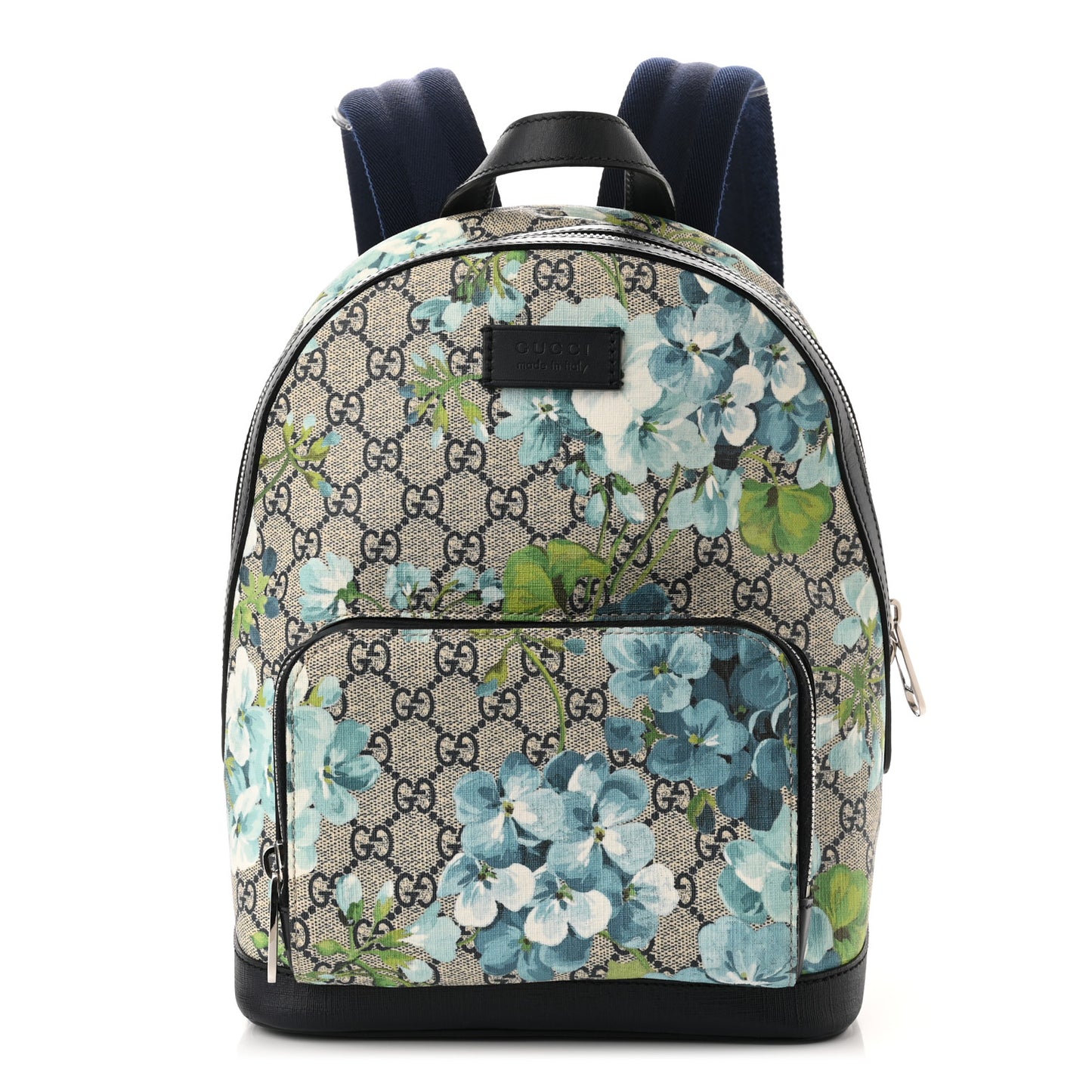 GG Supreme Monogram Blooms Small Day Backpack Blue