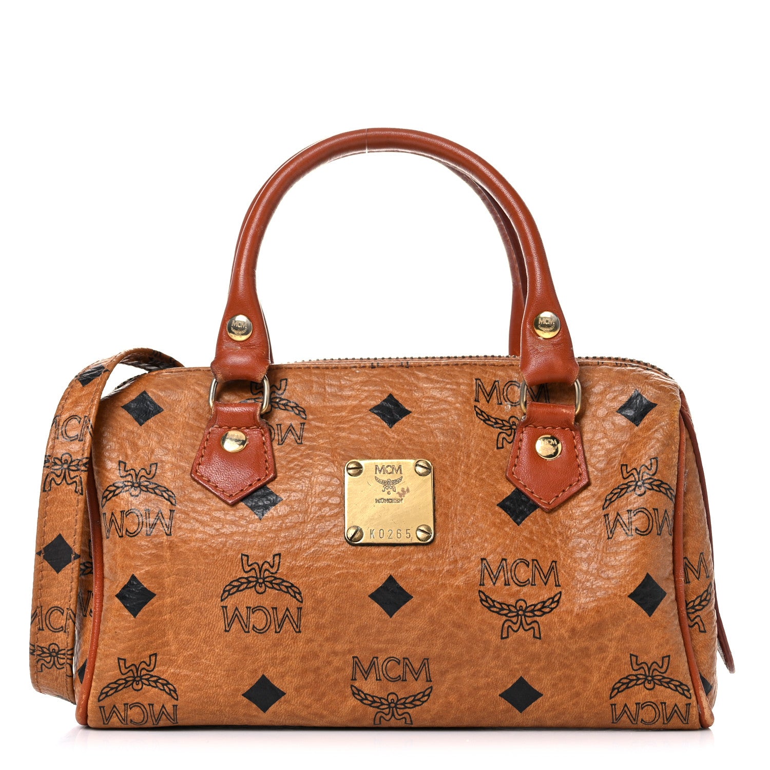 MCM Visetos Mini Boston Bag Cognac 1 of 28