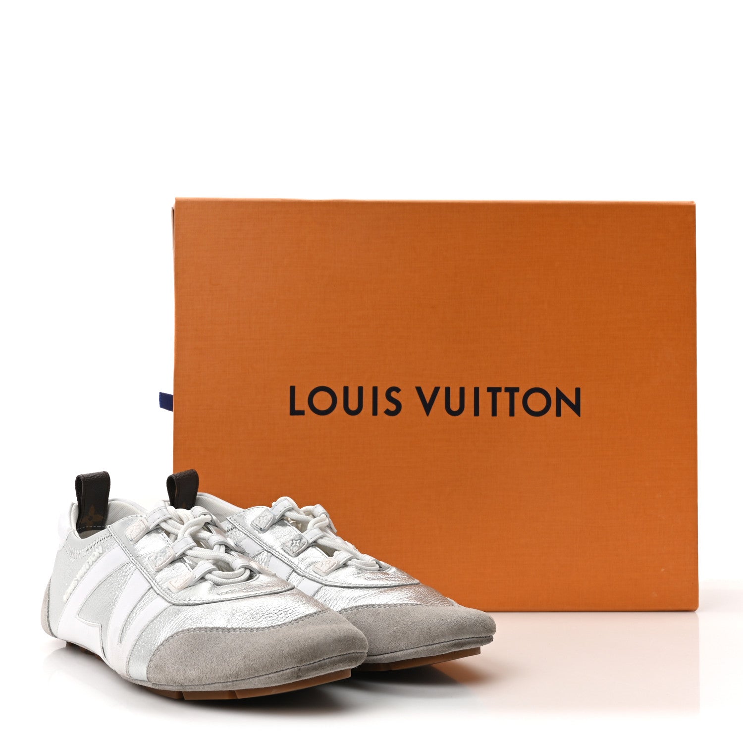 Louis Vuitton Metallic Grained Calfskin Womens LV Sneakerina 38 Silver 10 of 10