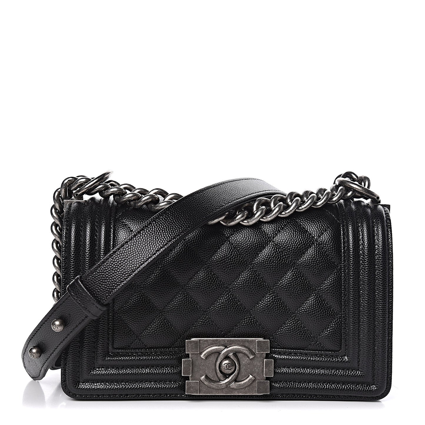 Caviar Quilted Small Boy Flap Black