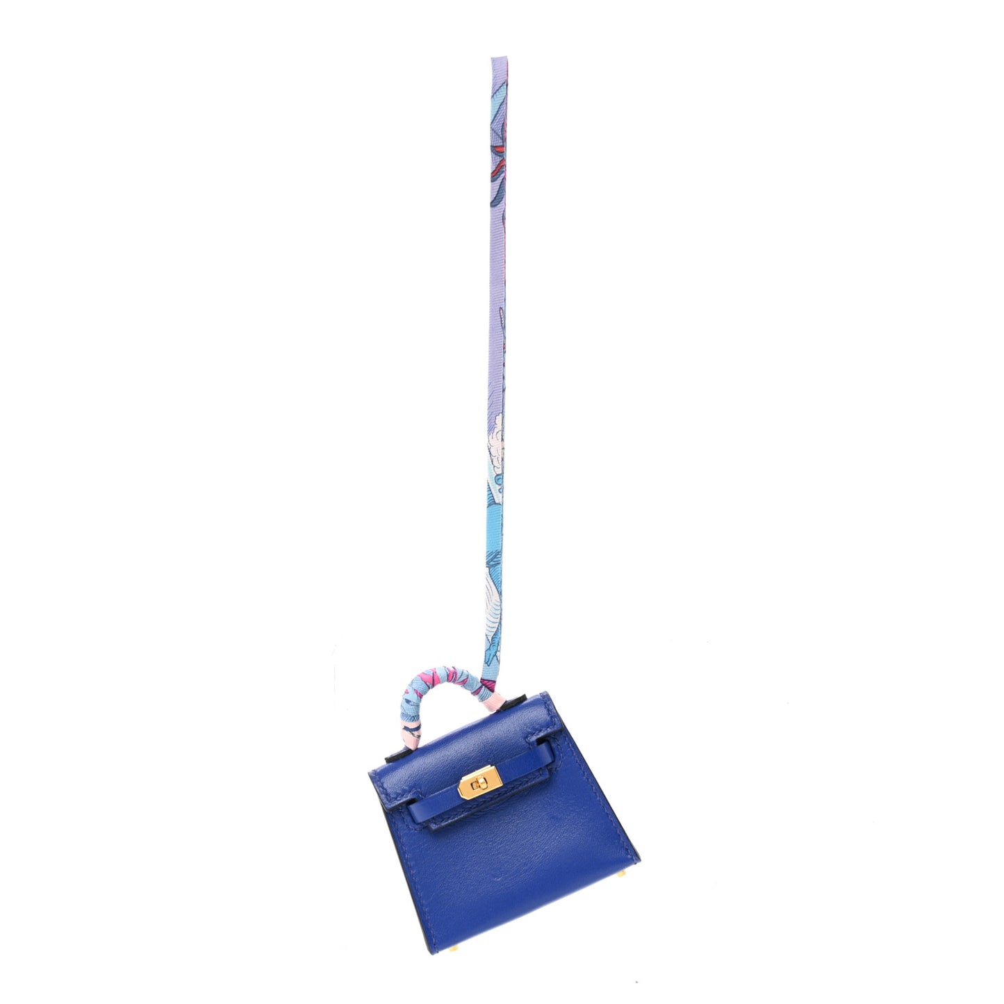 Tadelakt Mini Kelly Twilly Bag Charm Bleu Electrique