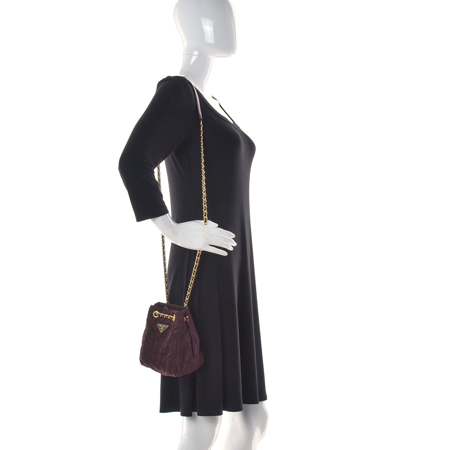 Prada Nylon Tessuto Quilted Shoulder Bag Granato 2 of 13
