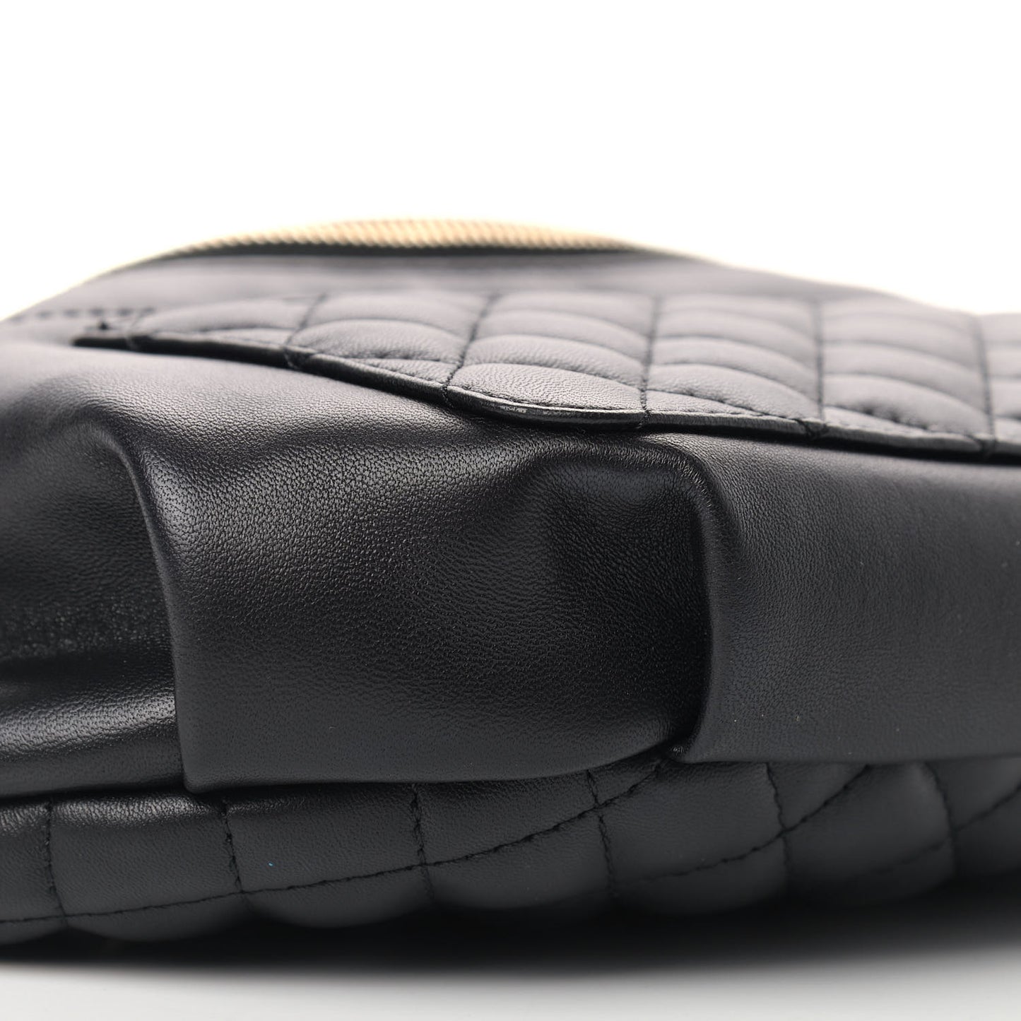 Lambskin Quilted Waist Bag Fanny Pack Black