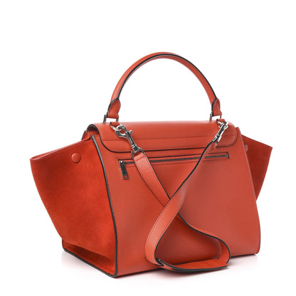 Celine Drummed Calfskin Suede Medium Trapeze Vermillion 4 of 10