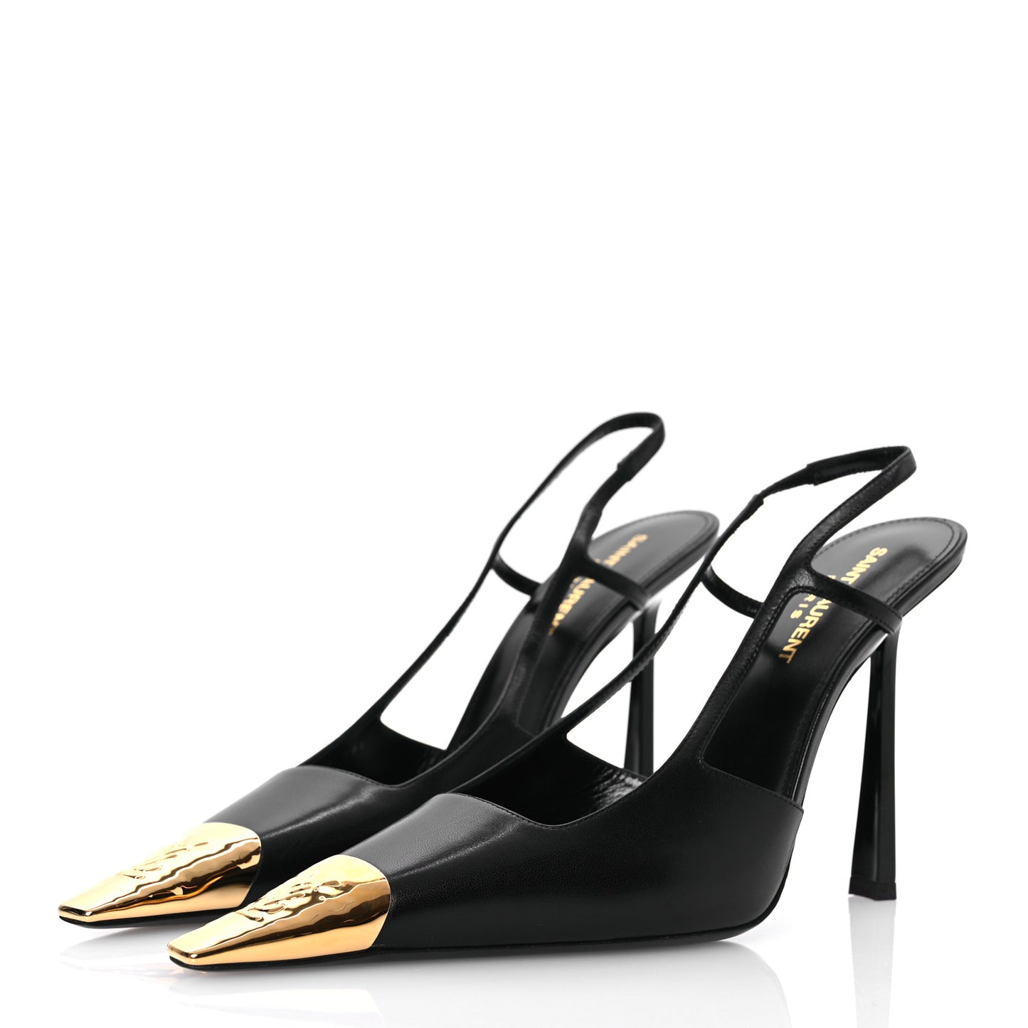 Smooth Calfskin Jeanne 110 Slingback Pumps 39.5 Black Gold