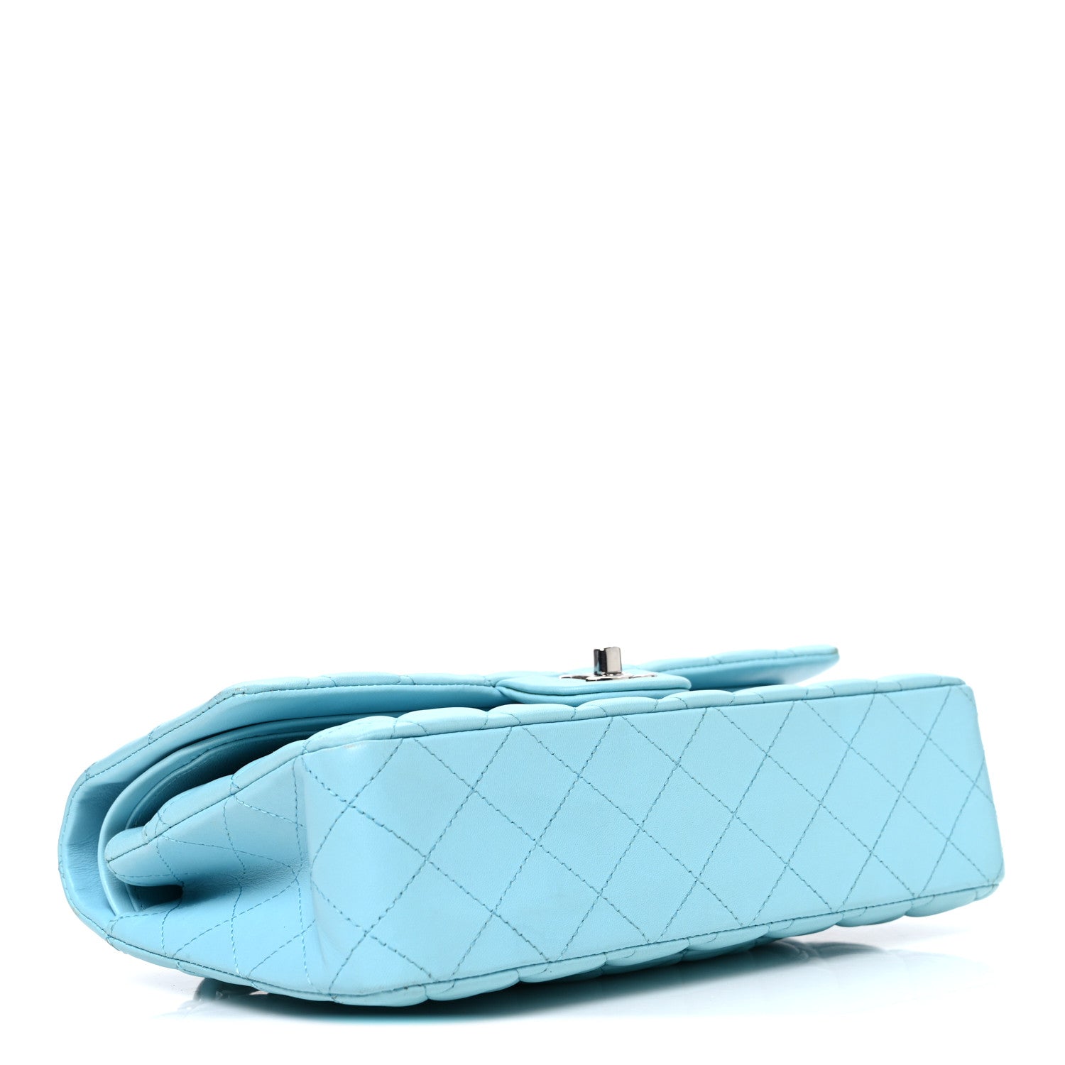 Chanel Lambskin Quilted Medium Double Flap Light Blue 4 of 10