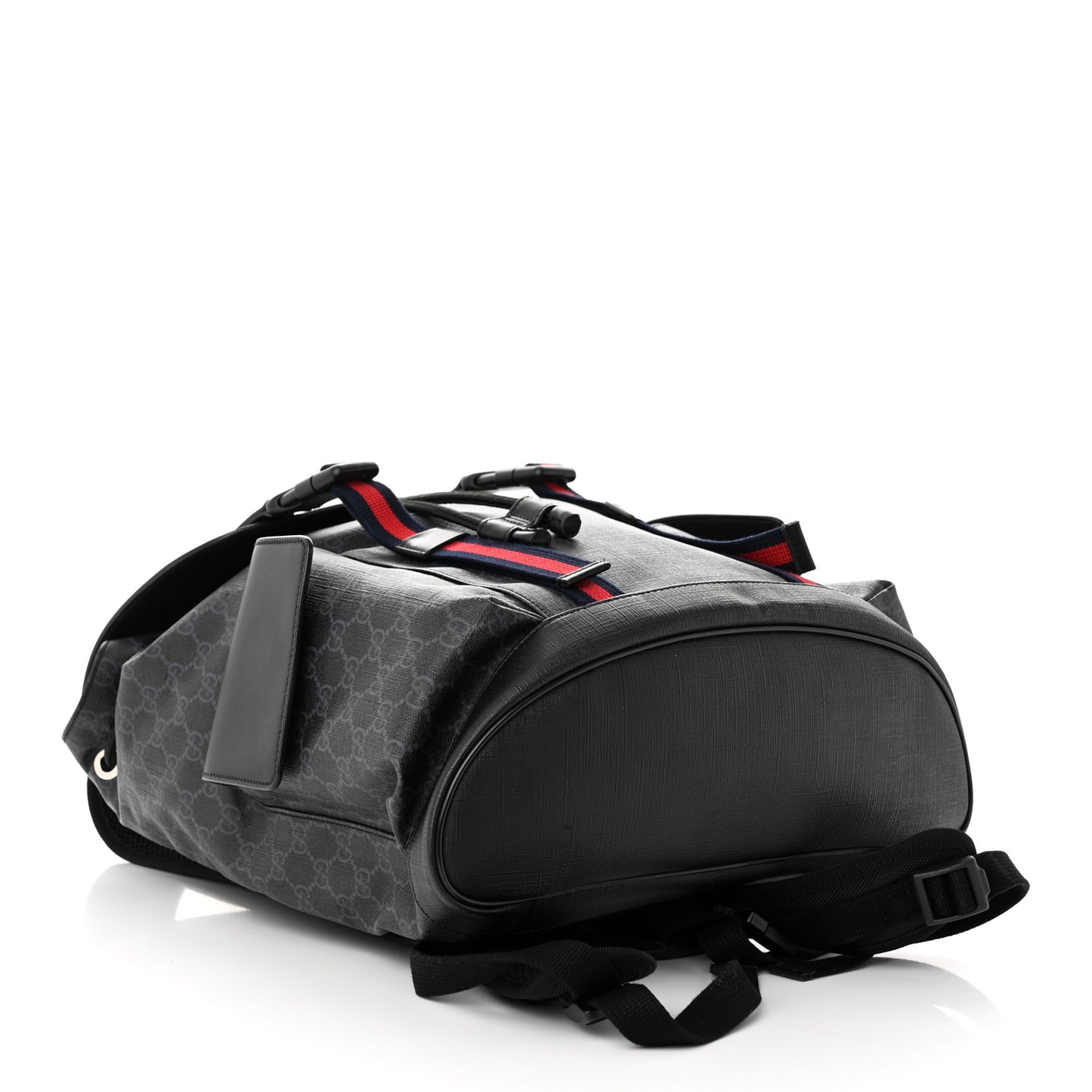 Soft GG Supreme Monogram Appia Calfskin Web Double Buckle Backpack Black