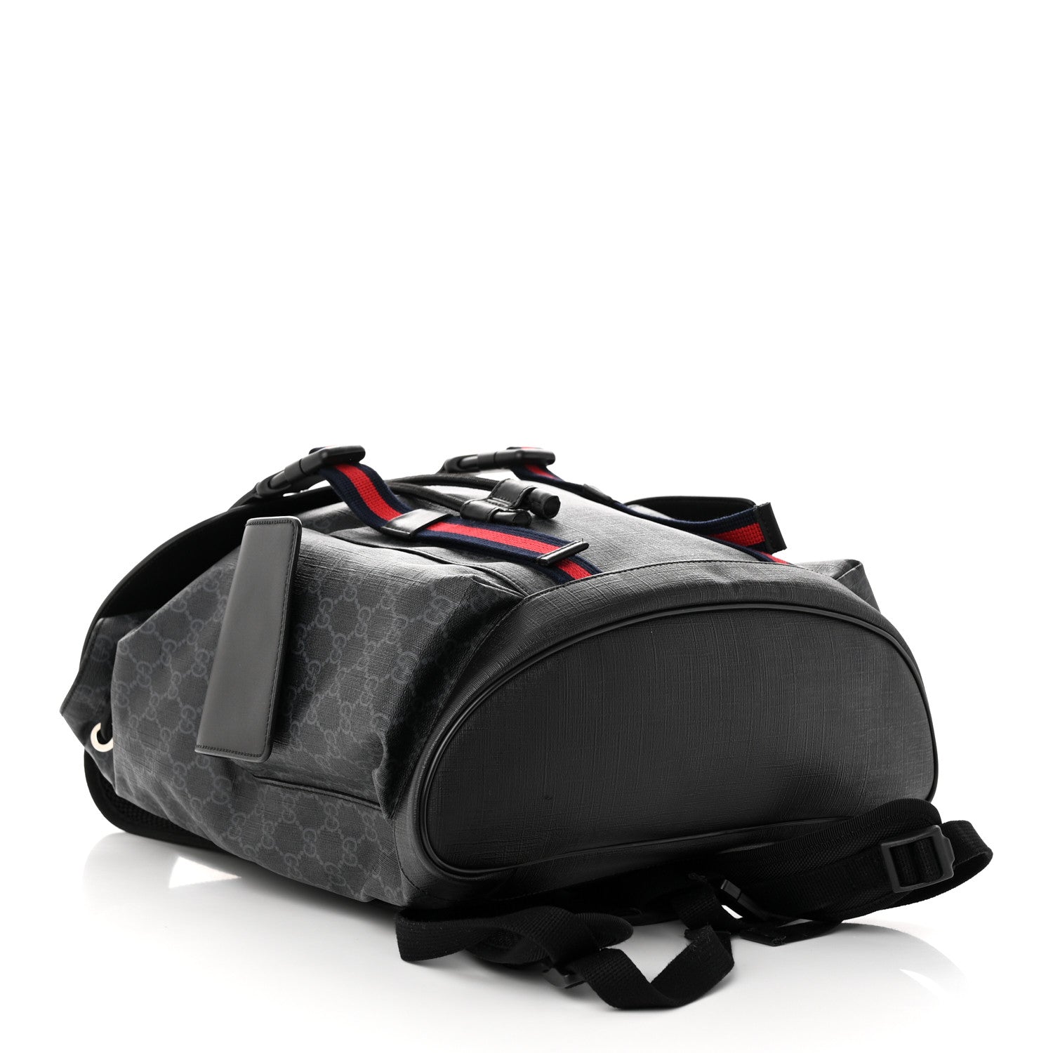 Gucci Soft GG Supreme Monogram Appia Calfskin Web Double Buckle Backpack Black 4 of 12