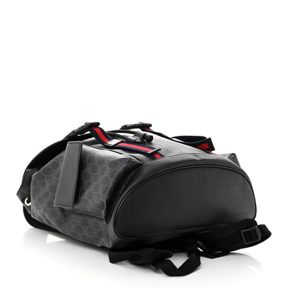 Gucci Soft GG Supreme Monogram Appia Calfskin Web Double Buckle Backpack Black 4 of 12