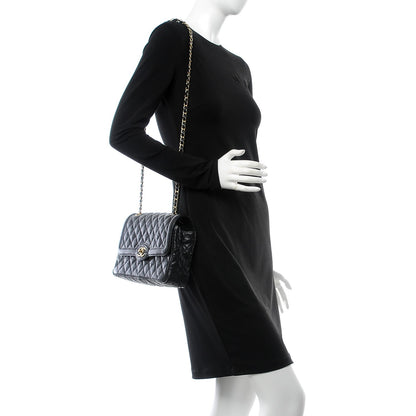 Chanel Crumpled Grained Calfskin Flap Black 2 of 9