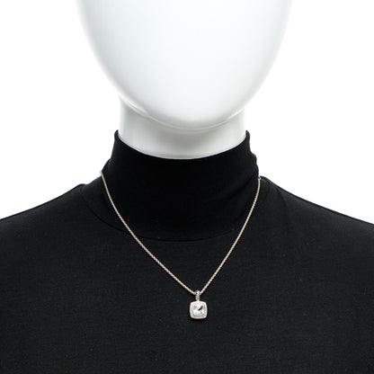 David Yurman Sterling Silver Diamond Prasiolite 7mm Petite Albion Pendant Necklace 2 of 5