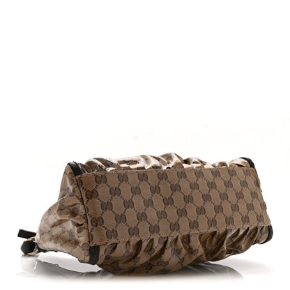 Gucci Crystal Monogram D Ring Gold Hobo Brown 4 of 11