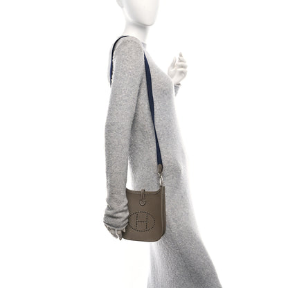 Hermes Taurillon Clemence Amazone Evelyne TPM Etoupe Bleu Indigo 3 of 10