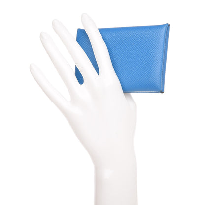 Hermes Epsom Calvi Card Case Bleu Zanzibar 2 of 8