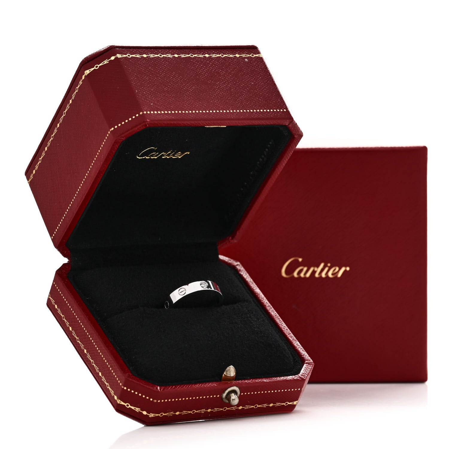 Cartier 18K White Gold Diamond 4mm LOVE Wedding Band Ring 56 7.75 5 of 5