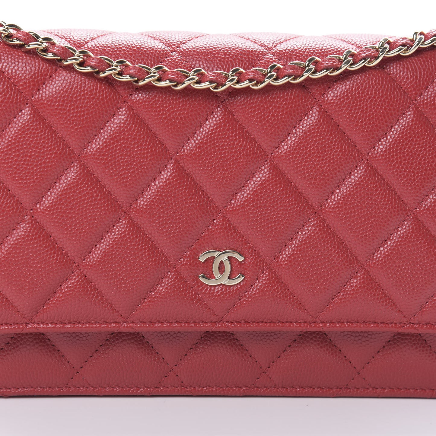 Caviar Quilted Wallet on Chain WOC Red
