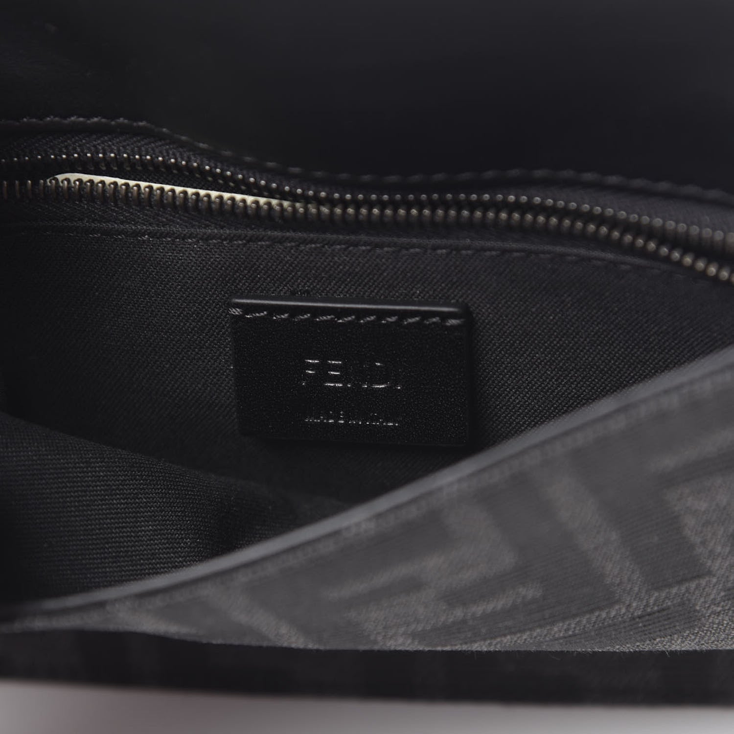 Fendi Recycled Fabric Jacquard Vitello Grace FF 1974 Baguette Belt Pouch Asfalto Black 6 of 10