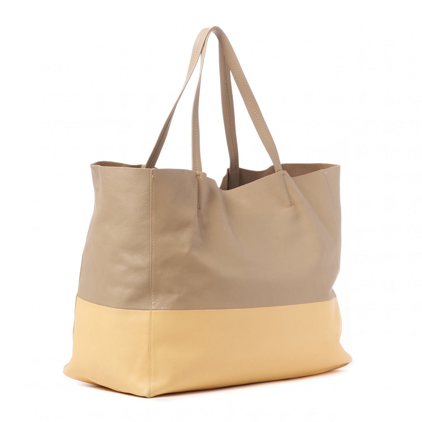 Lambskin Horizontal Bi-Color Cabas Beige Butter