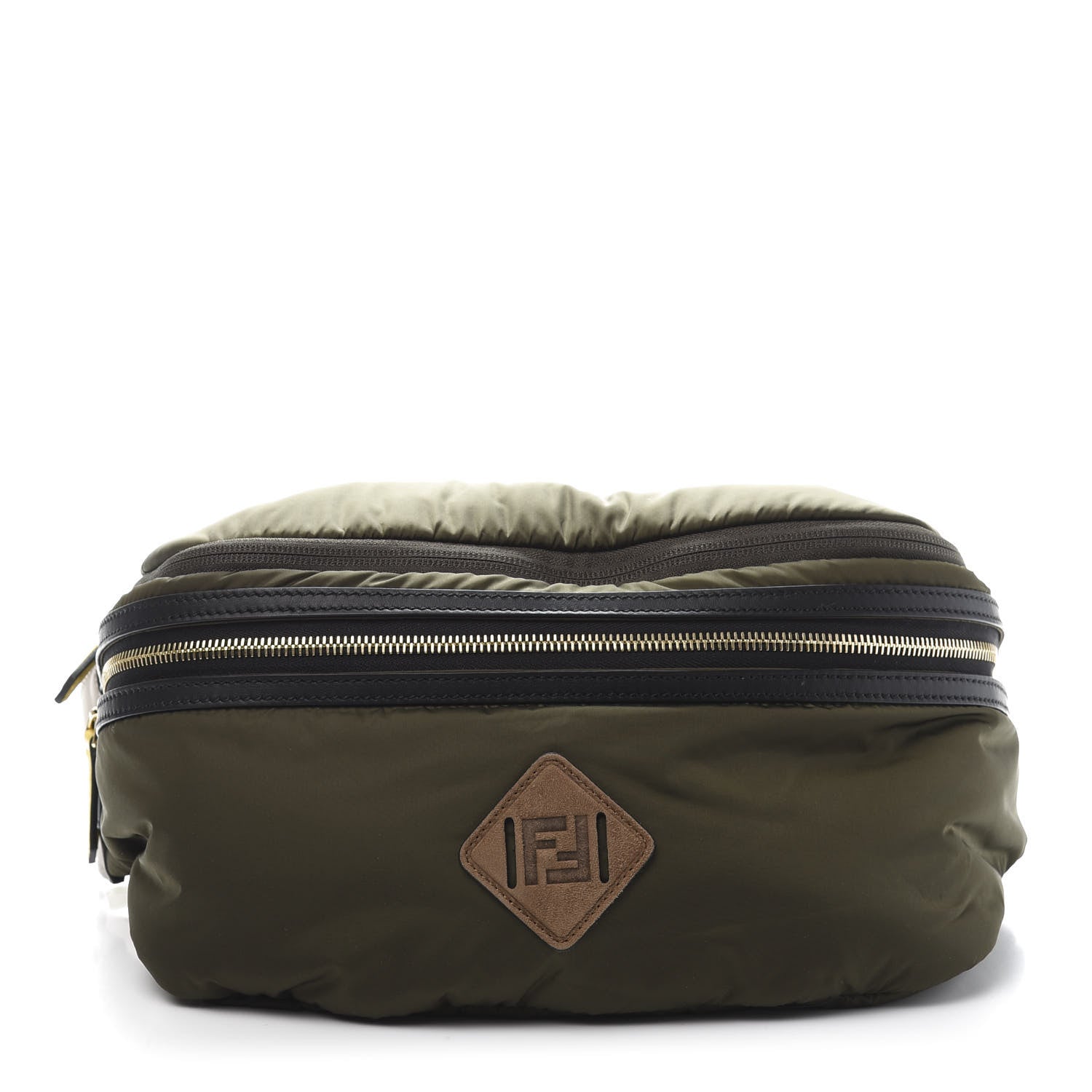 Fendi Nylon Dolmias Vitello Grace FF Convertible Drawstring Backpack Military Brown Tortora 8 of 17