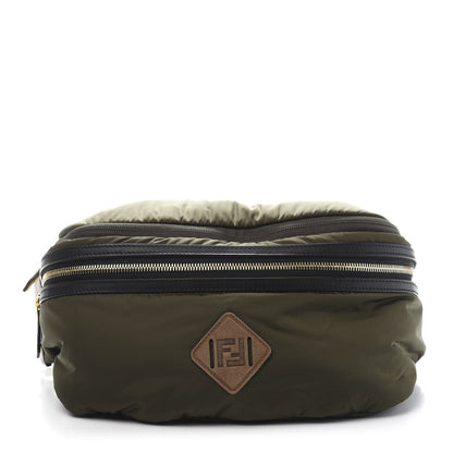 Fendi Nylon Dolmias Vitello Grace FF Convertible Drawstring Backpack Military Brown Tortora 8 of 17