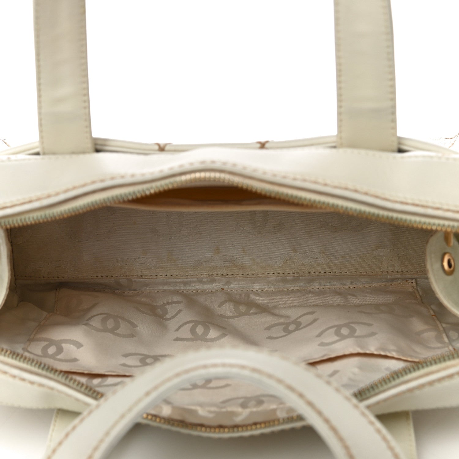 Chanel Calfskin Wild Stitch Top Handle Bag White 6 of 24