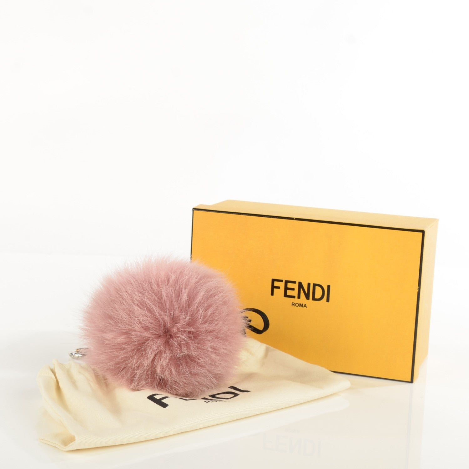Fendi Fox Fur Vitello Elite Pom Pom Bag Charm Rosa 6 of 6