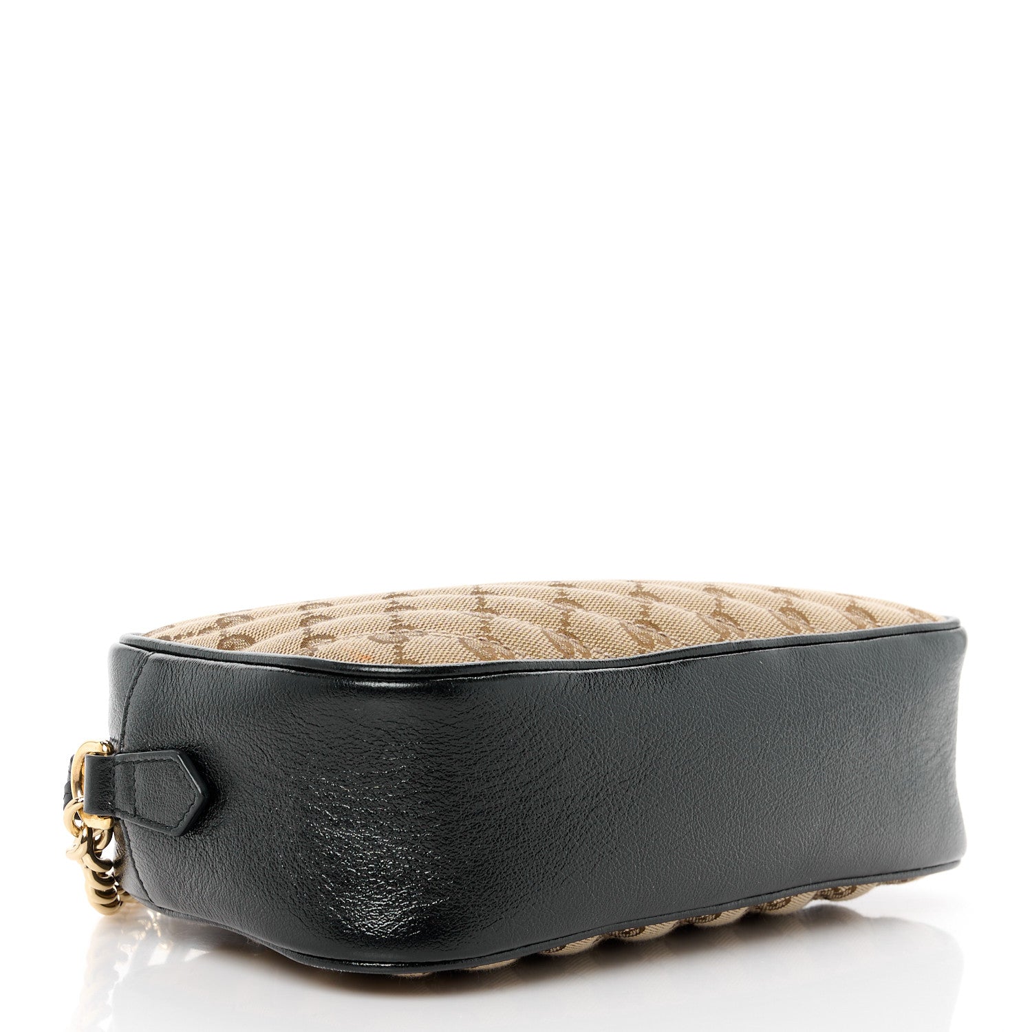 Gucci Monogram Matelasse Diagonal Small GG Marmont Chain Shoulder Bag Beige Black 4 of 13