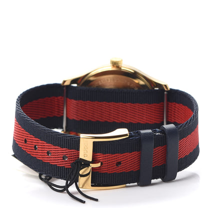 Gucci Stainless Steel Nylon 38mm Le Marche Des Merveilles Bee Quartz Watch Navy 3 of 5