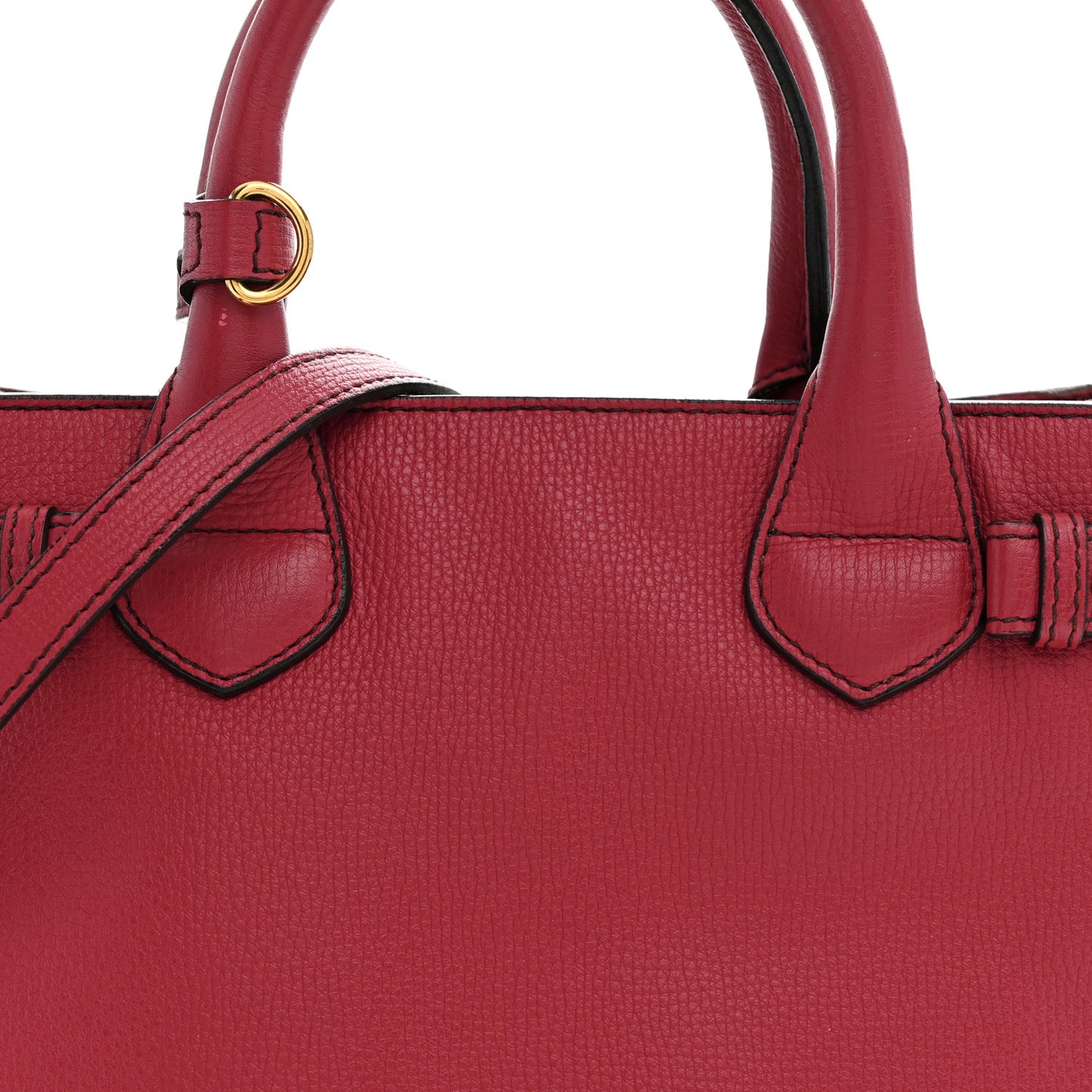 Grainy Calfskin House Check Small Banner Tote Red