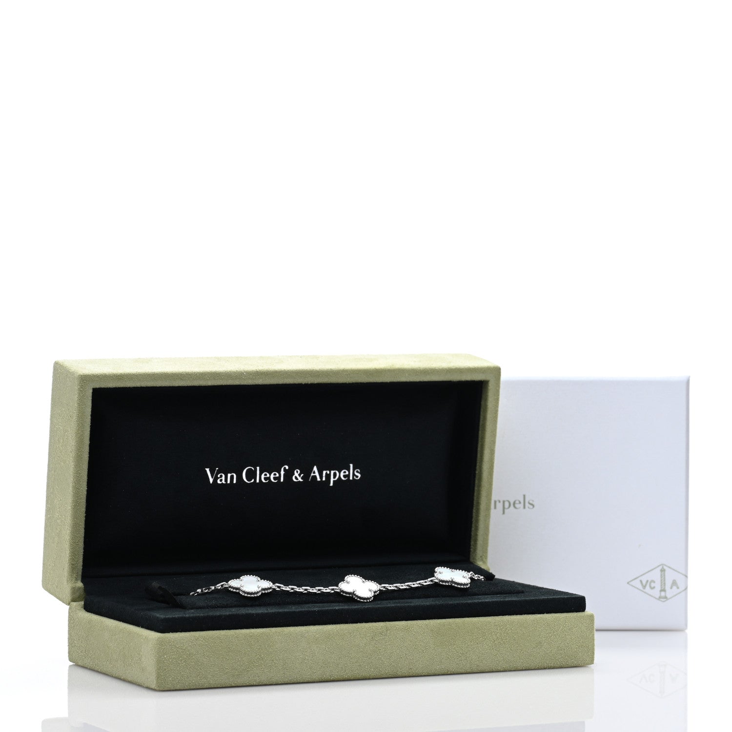 Van Cleef & Arpels 18K White Gold Mother of Pearl 5 Motifs Vintage Alhambra Bracelet 4 of 4