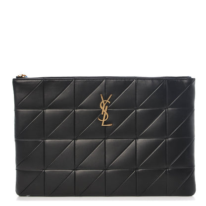 Saint Laurent Lambskin Patchwork Monogram Jamie Document Holder Black 1 of 7