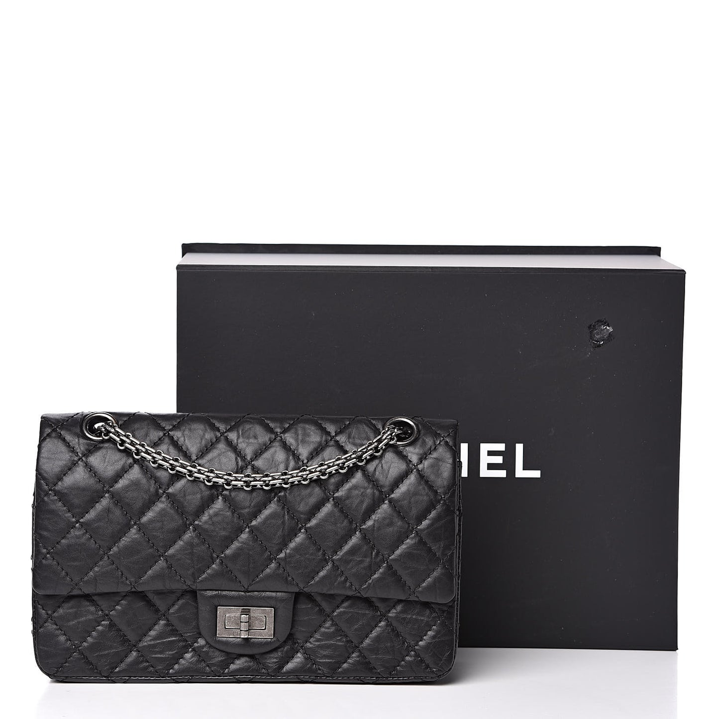 Aged Calfskin Quilted 2.55 Reissue 225 Flap Black