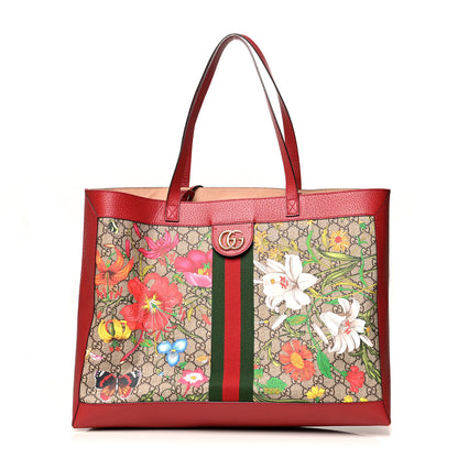Gucci GG Supreme Monogram Flora Web Large Ophidia Tote Red 3 of 14