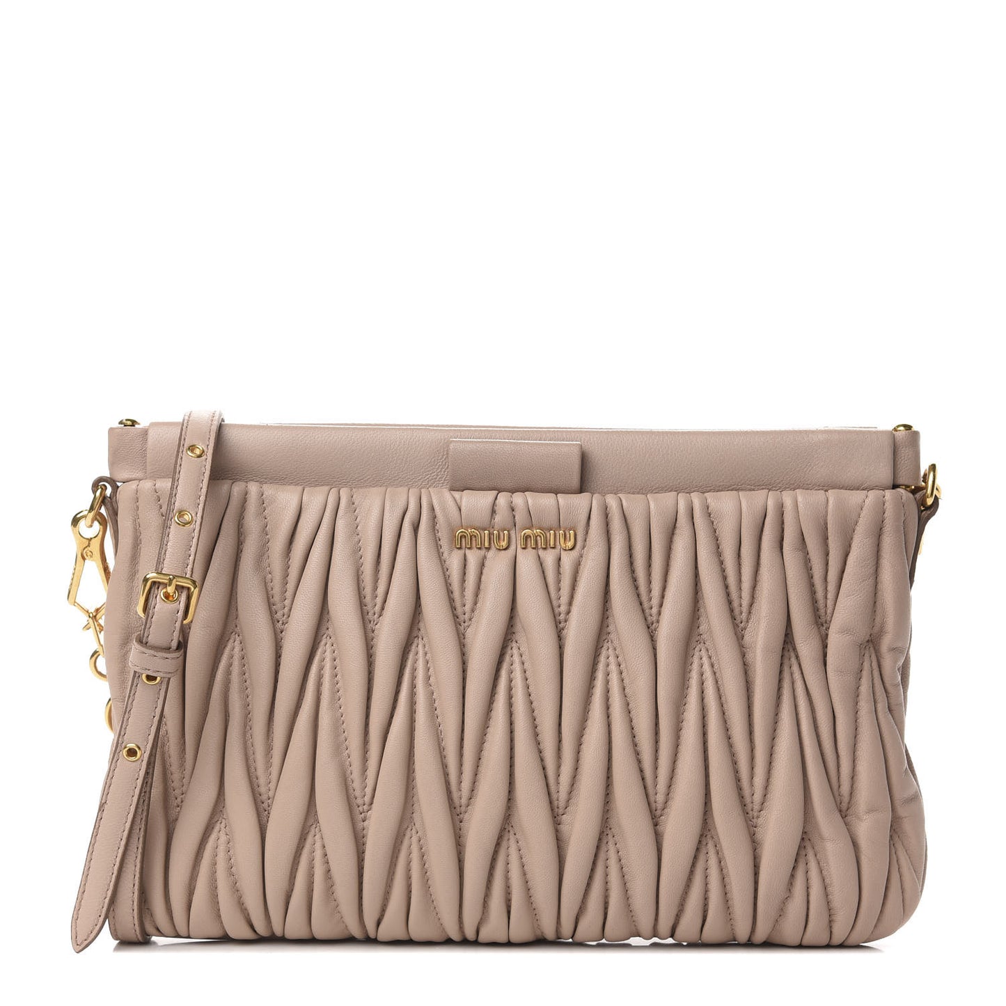 Nappa Matelasse Crossbody Clutch Cammeo