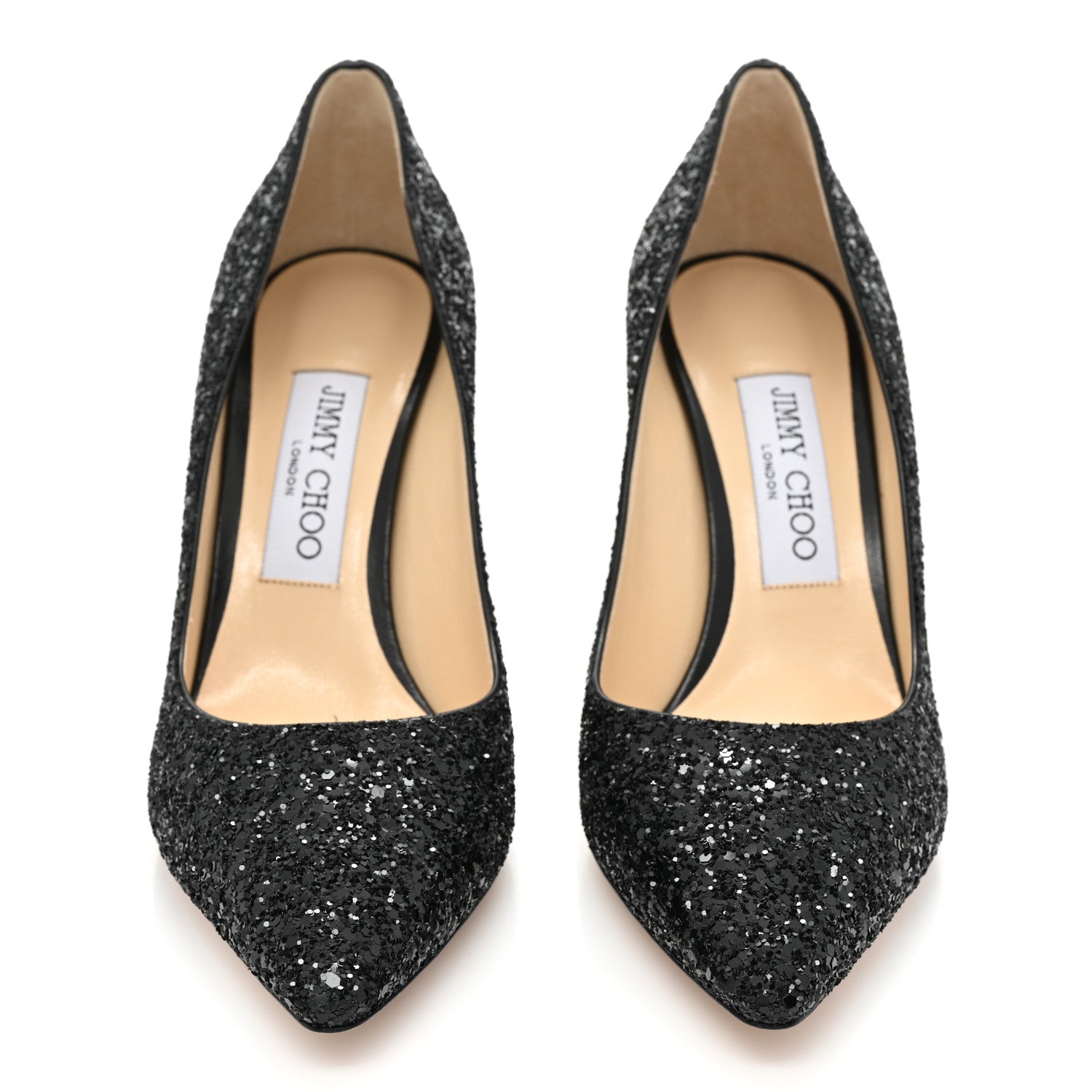 Jimmy Choo Coarse Glitter Pointy Toe Romy 85 Pumps 37 Black 2 of 7