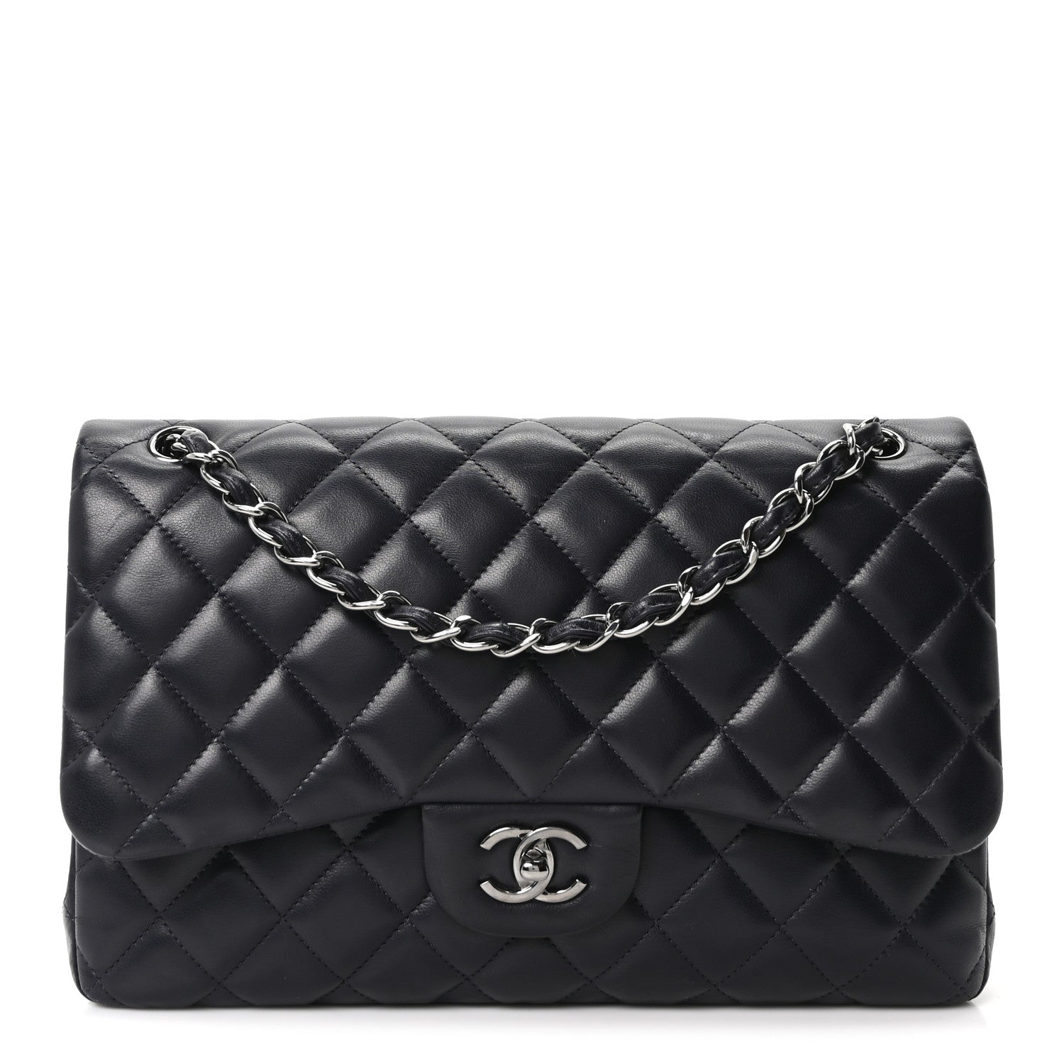 Chanel Lambskin Quilted Jumbo Double Flap Navy 1 of 10