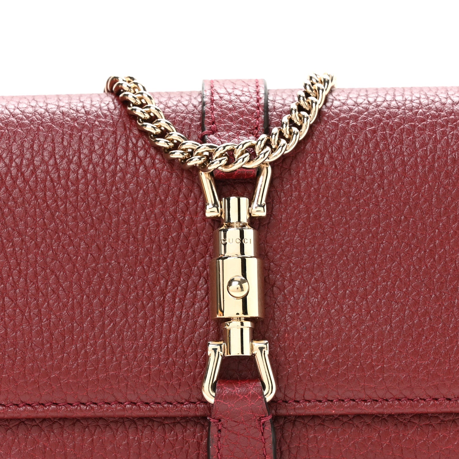 Gucci Pebbled Calfskin Jackie 1961 Chain Wallet Burgundy 8 of 10