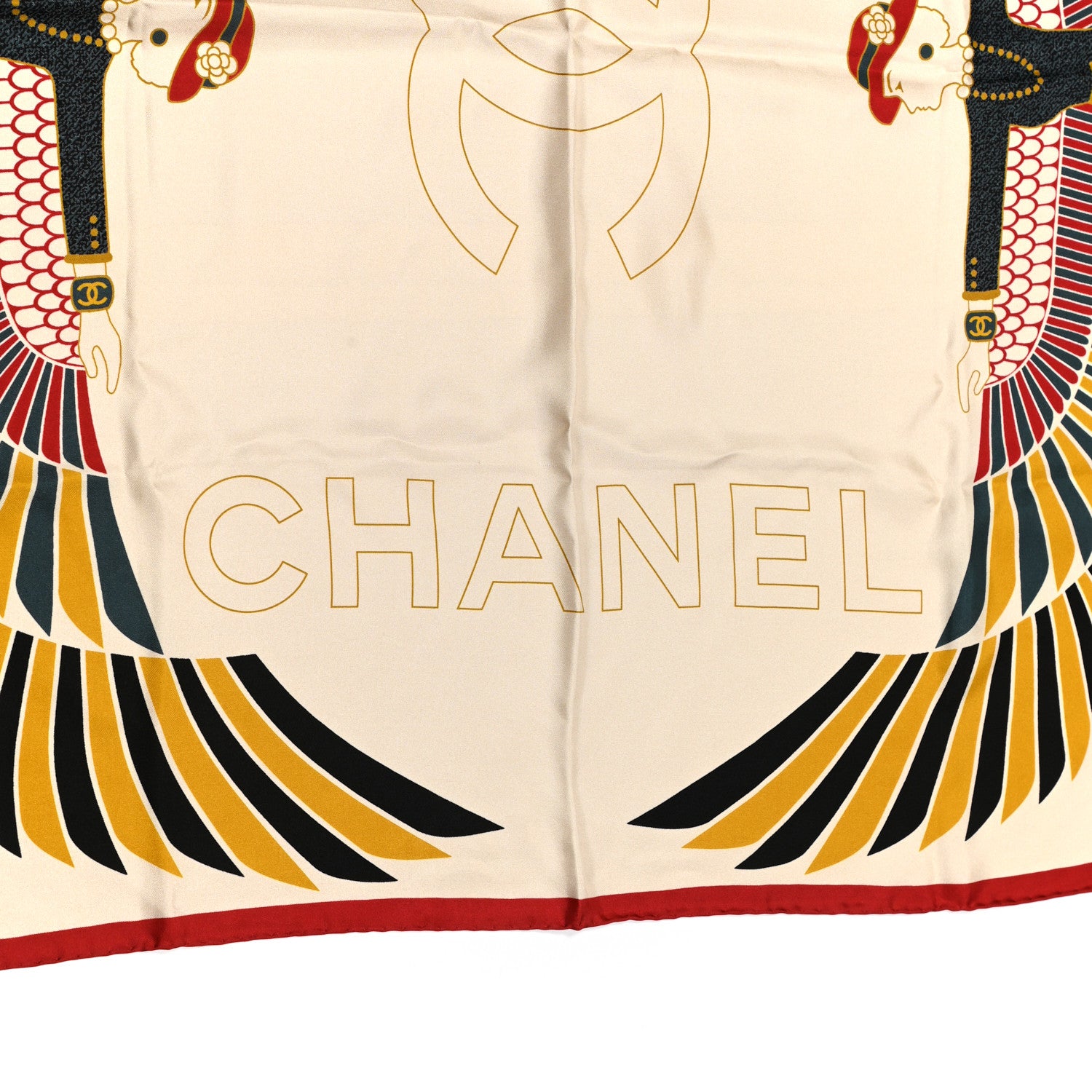 Chanel Silk Egyptian CC Scarf Beige 4 of 5