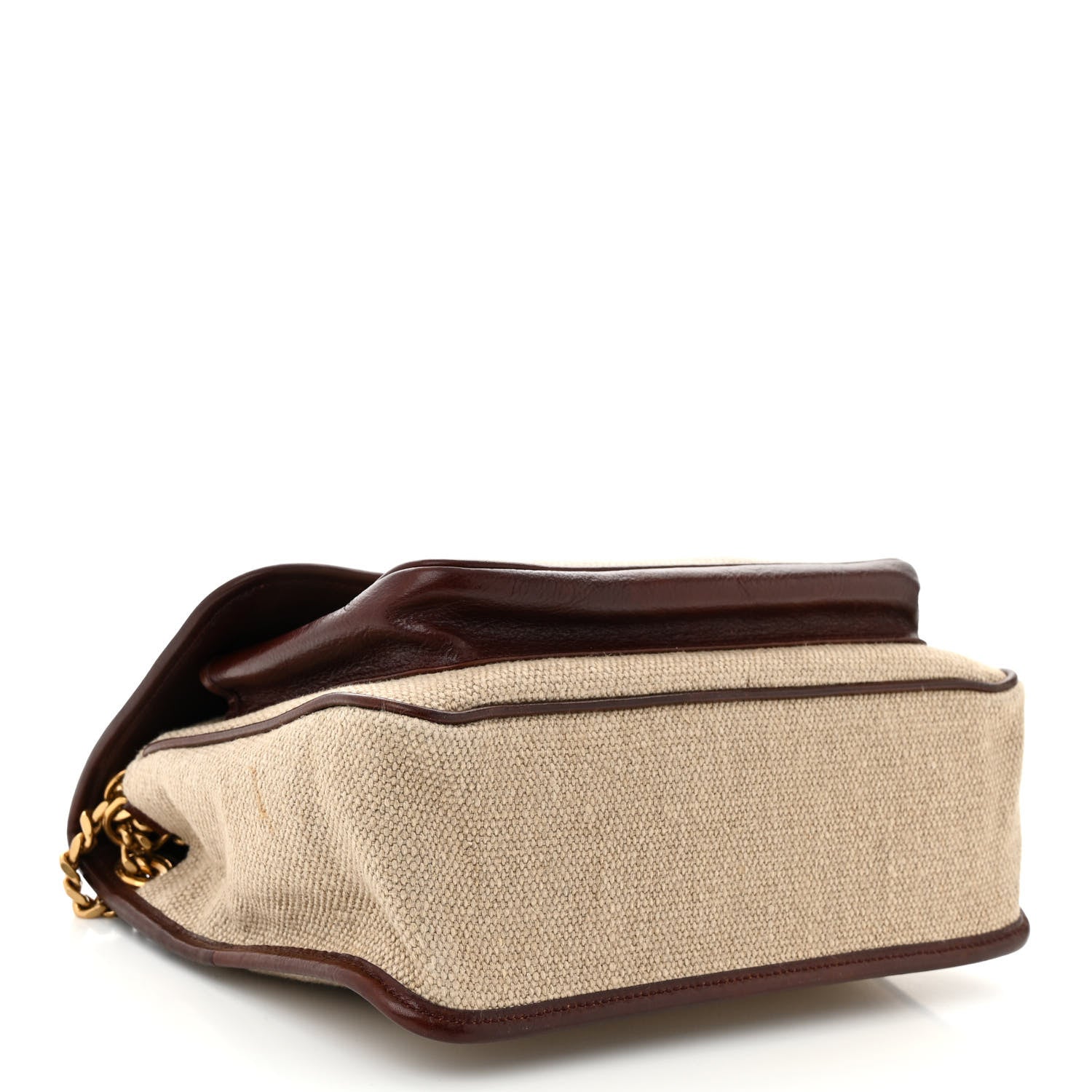 Saint Laurent Cotton Canvas Vintage Calfskin Monogram Medium Niki Chain Satchel Natural Chocolate 4 of 13